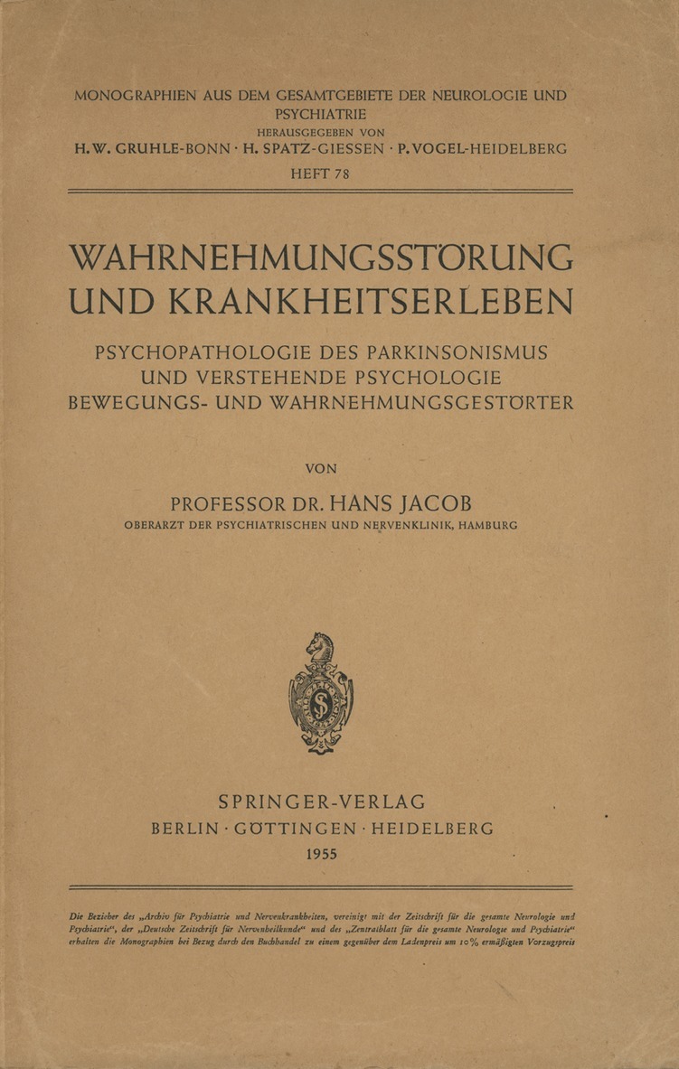 H. Jacob - Wahrnehmungsstörung und Krankheitserleben, Häftad