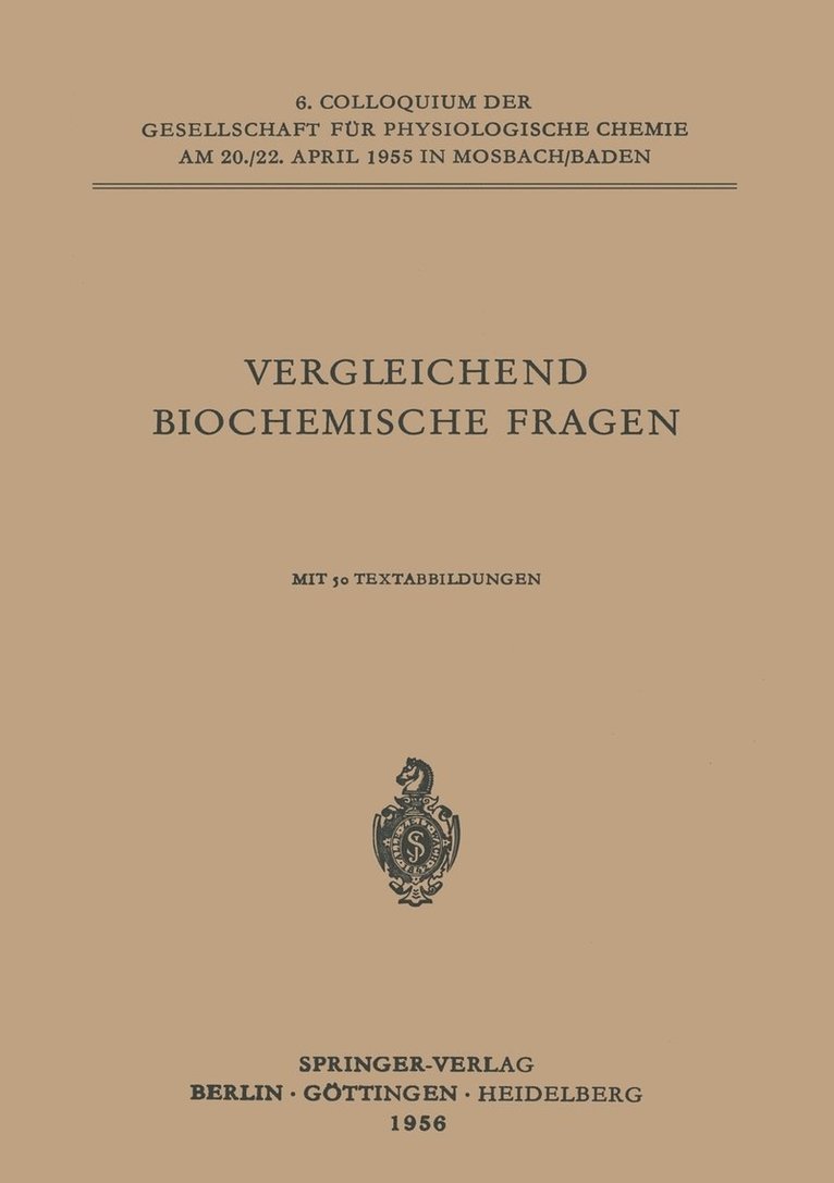 L. Roka, W. Kossel, Marcel Florkin, D. Ackermann, H. M. Rauen, J. B. S. Haldane - Vergleichende Biochemische Fragen, Häftad