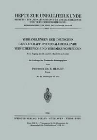 bokomslag Verhandlungen der Deutschen Gesellschaft fr Unfallheilkunde Versicherungs- und Versorgungsmedizin