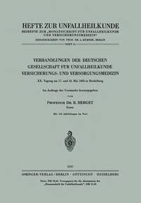 bokomslag Verhandlungen der Deutschen Gesellschaft fr Unfallheilkunde, Versicherungs- und Versorgungsmedizin