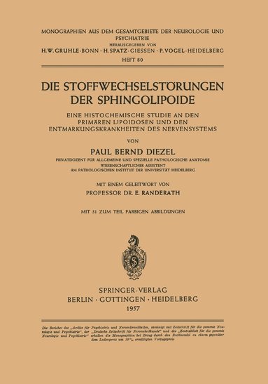 bokomslag Die Stoffwechselstrungen der Sphingolipoide