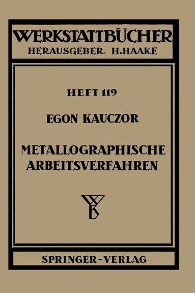 bokomslag Metallographische Arbeitsverfahren