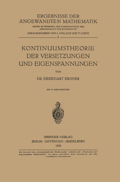 bokomslag Kontinuumstheorie der Versetzungen und Eigenspannungen