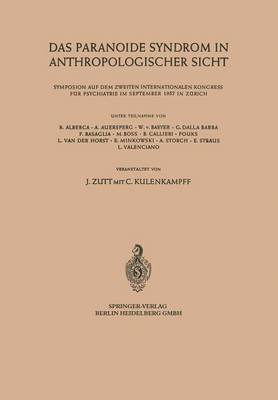 bokomslag Das Paranoide Syndrom in Anthropologischer Sicht