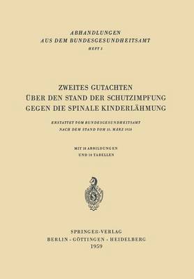 bokomslag Zweites Gutachten ber den Stand der Schutzimpfung gegen die Spinale Kinderlhmung