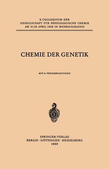 Hans Ris, Günther Siebert, Max Alfert, Adolf Wacker, Fritz Kaudewitz, Wolfhard Weidel, Jan Waldenström - Chemie der Genetik, Häftad
