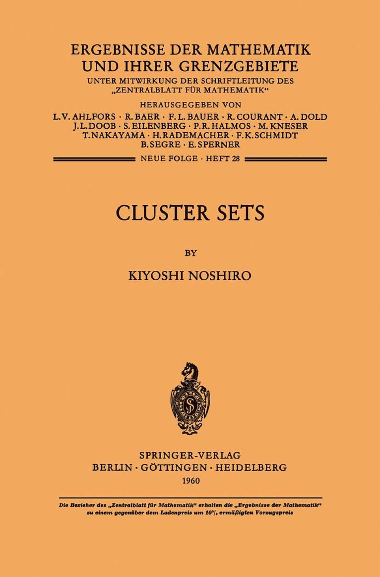 Kiyoshi Noshiro - Cluster Sets, Häftad
