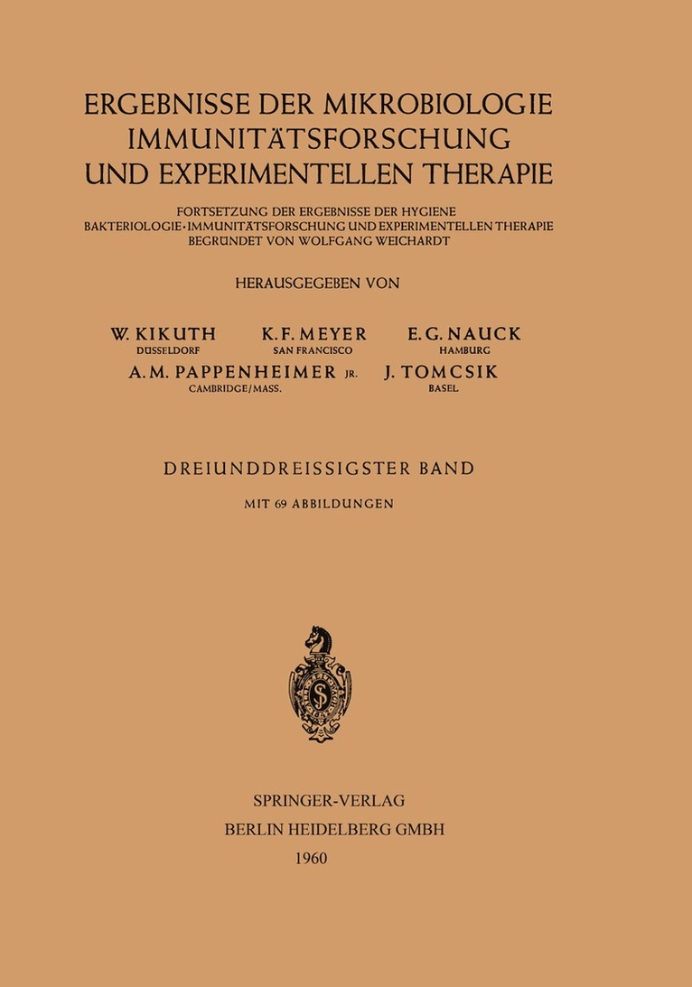 Ergebnisse der Mikrobiologie Immunittsforschung und Experimentellen Therapie 1