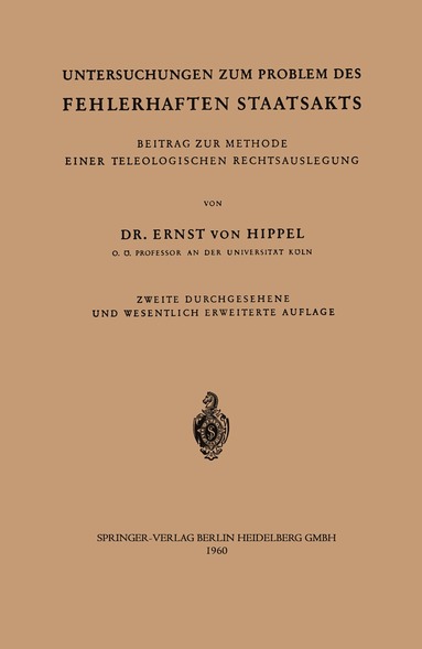 bokomslag Untersuchungen zum Problem des fehlerhaften Staatsakts