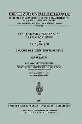 bokomslag Traumatische Verrenkung des Kniegelenks Brche des Dens Epistropheus