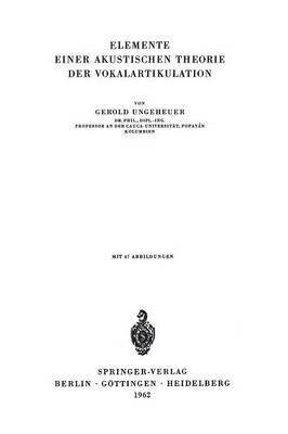 bokomslag Elemente Einer Akustischen Theorie der Vokalartikulation