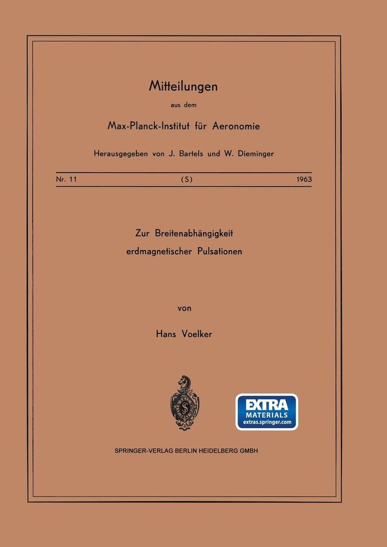 H. Voelker - Zur Breitenabhängigkeit erdmagnetischer Pulsationen, Häftad