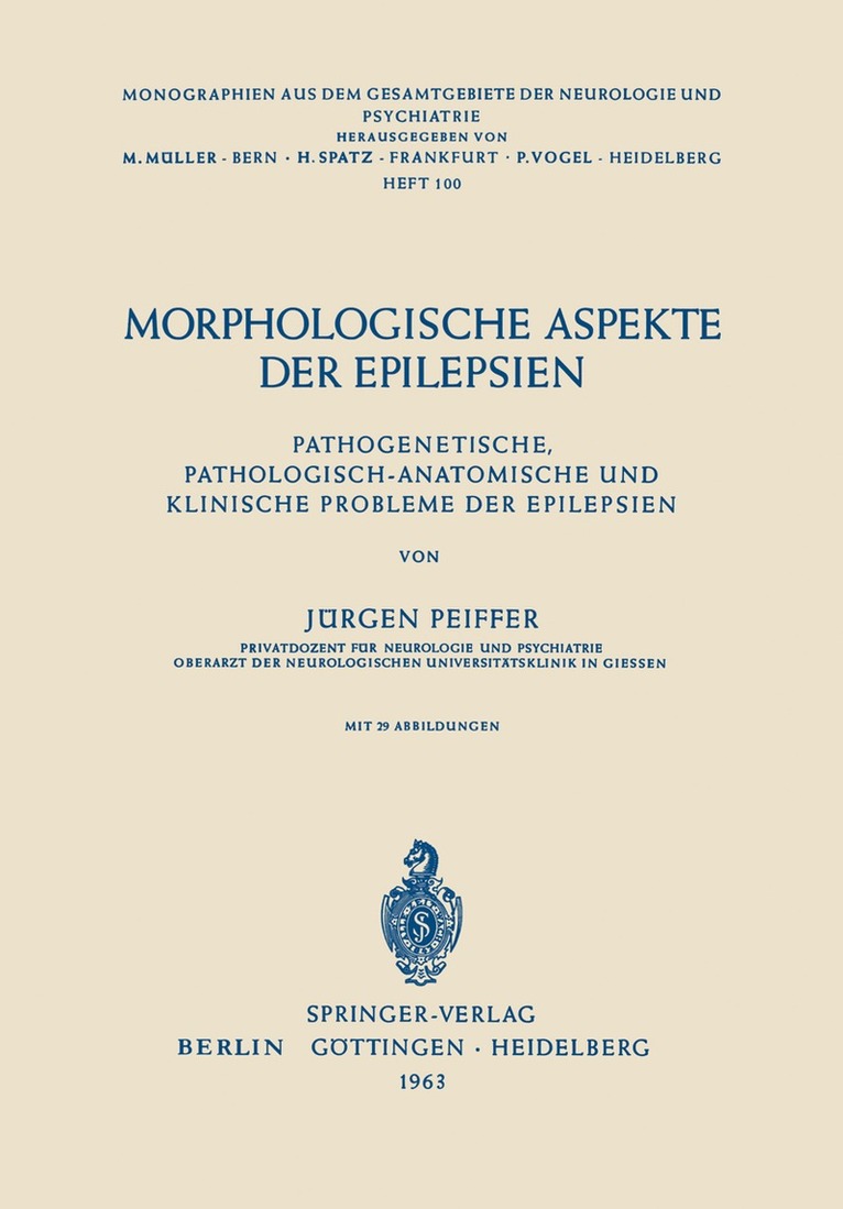 J. Pfeiffer - Morphologische Aspekte der Epilepsien, Häftad