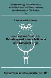 bokomslag Anaesthesiologische Probleme in der Hals-Nasen-Ohren-Heilkunde und Kieferchirurgie