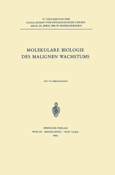 A. W. Holldorf, Helmut Holzer - Molekulare Biologie des Malignen Wachstums, Häftad