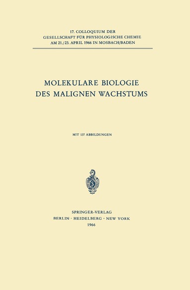 bokomslag Molekulare Biologie des Malignen Wachstums