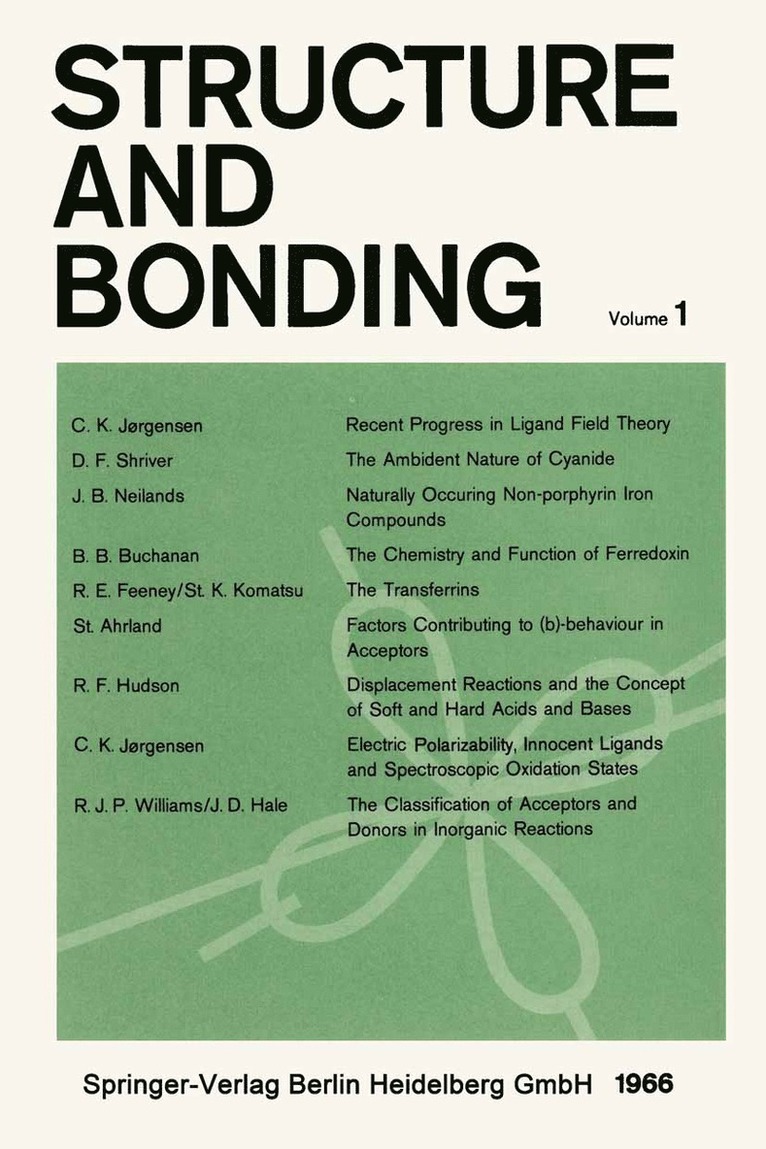 C. K. Jørgensen, D. F. Shriver, J. B. Neilands, B. B. Buchanan, R. E. Feeney, St. K. Komatsu, St. Ahrland, R. F. Hudson, R. J. P. Williams, J. D. Hale, C. K. Jorgensen - Structure and Bonding, Häftad
