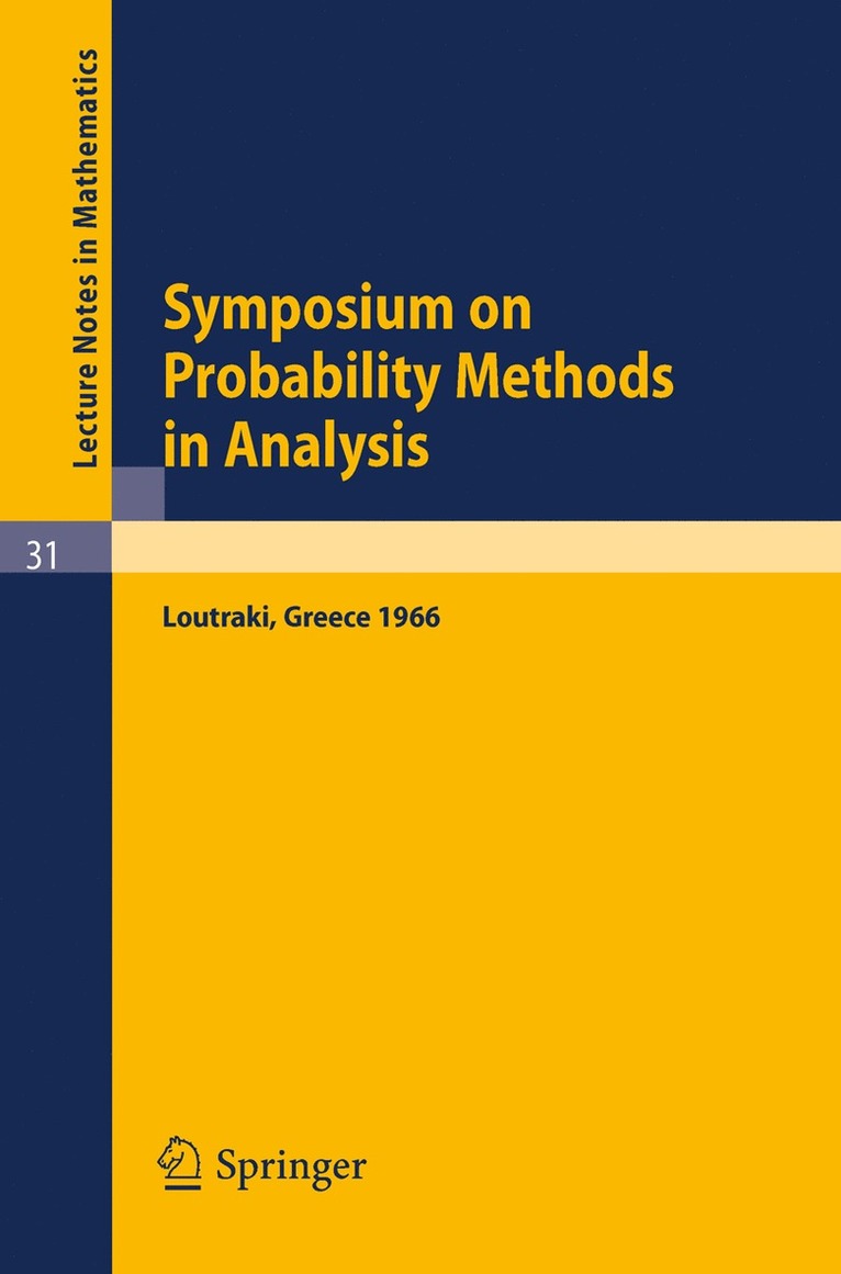 Jean-Michel Morel, Bernard Teissier - Symposium on Probability Methods in Analysis, Häftad