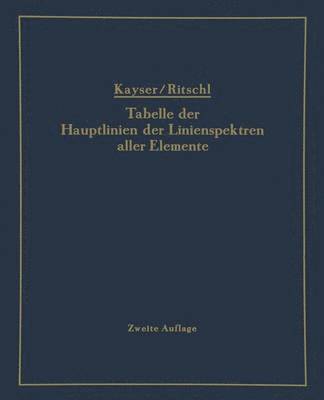 bokomslag Tabelle der Hauptlinien der Linienspektren aller Elemente nach Wellenlnge geordnet