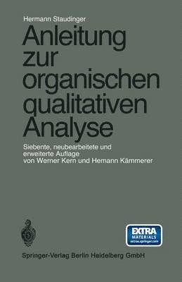 Hermann Staudinger, Werner Kern, Hermann Kämmerer - Anleitung zur organischen qualitativen Analyse, Häftad