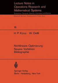 bokomslag Nichtlineare Optimierung: Neuere Verfahren Bibliographie