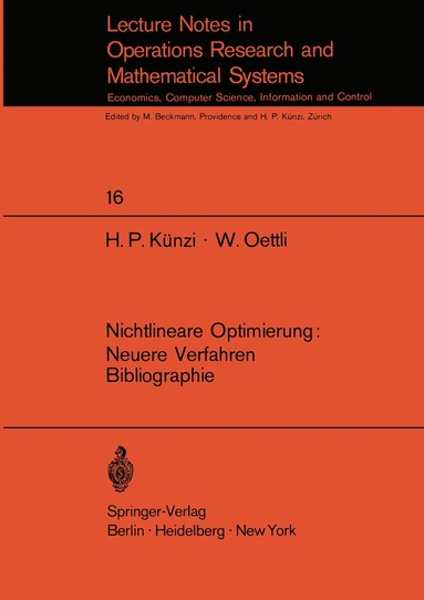 bokomslag Nichtlineare Optimierung: Neuere Verfahren Bibliographie