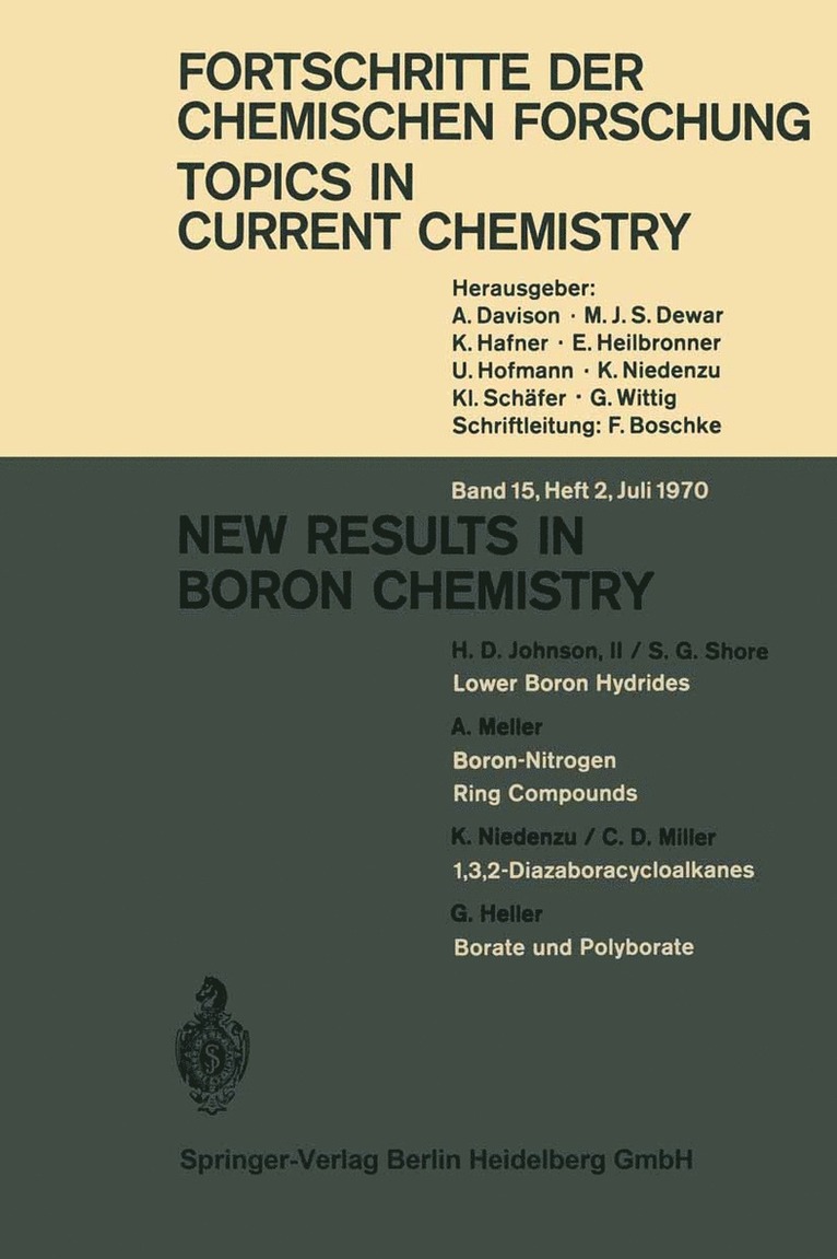 New Results in Boron Chemistry 1