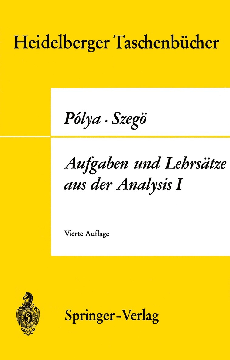 Georg Polya, Gabor Szegö - Aufgaben und Lehrsätze aus der Analysis, Häftad