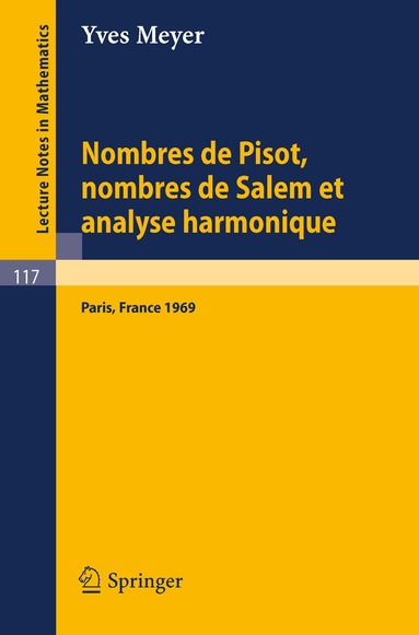 Yves Meyer - Nombres de Pisot, Nombres de Salem et Analyse Harmonique, Häftad