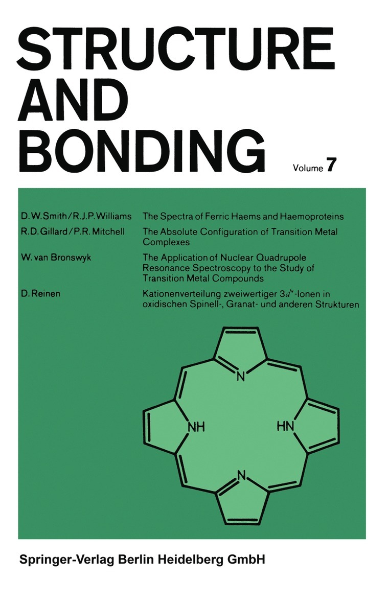 P. Hemmerich, C. K. Jørgensen, J. B. Neilands, Ronald S. Nyholm, D. Reinen, R. J. P. Williams - Structure and Bonding, Häftad