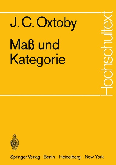 J.C. Oxtoby - Maß und Kategorie, Häftad