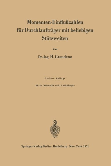 bokomslag Momenten-Einfluzahlen fr Durchlauftrger mit beliebigen Sttzweiten