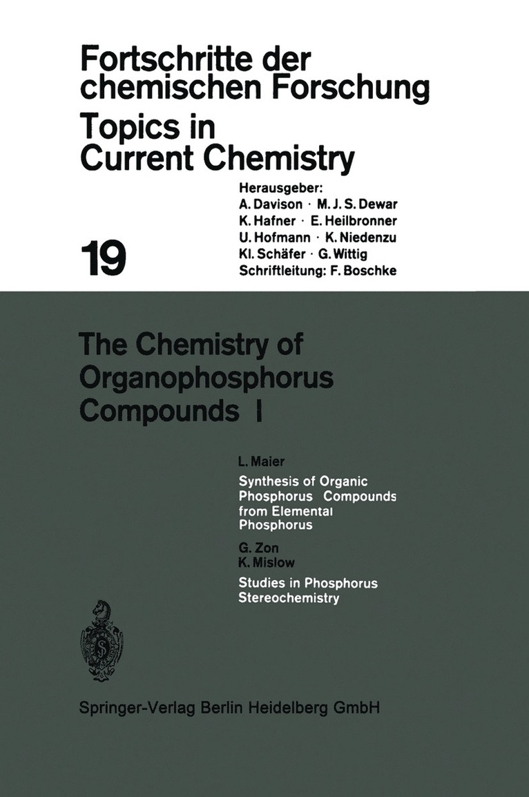 The Chemistry of Organophosphorus Compounds I 1