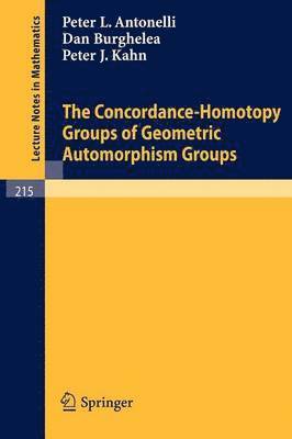 bokomslag The Concordance-Homotopy Groups of Geometric Automorphism Groups