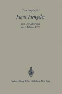 bokomslag Freundesgabe fr Hans Hengeler zum 70. Geburtstag am 1. Februar 1972