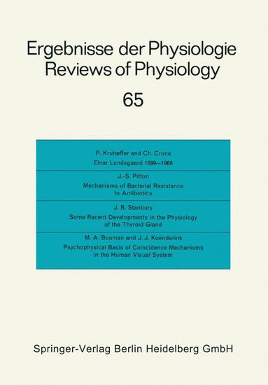 bokomslag Ergebnisse der Physiologie / Reviews of Physiology