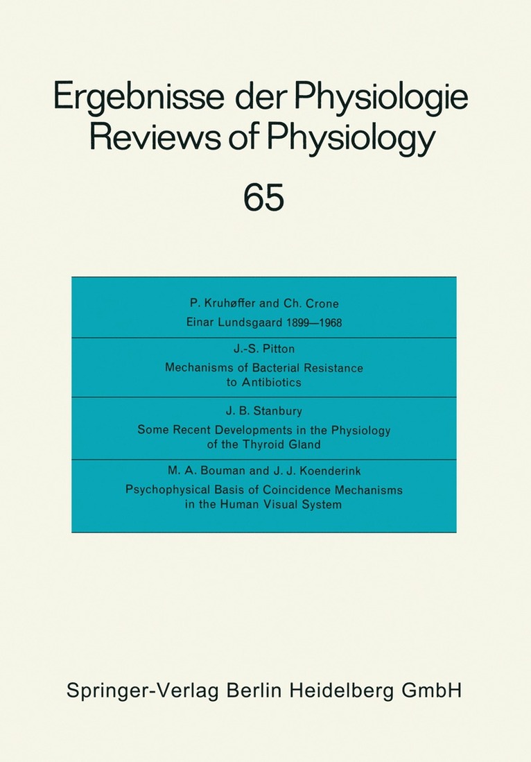 Ergebnisse der Physiologie / Reviews of Physiology 1