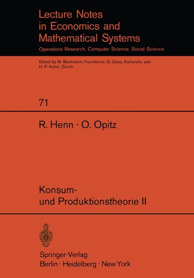 R. Henn, O. Opitz - Konsum- und Produktionstheorie II, Häftad