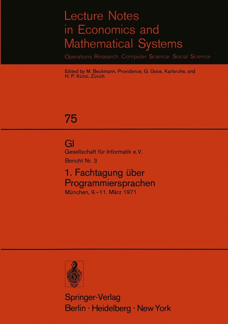 1. Fachtagung ber Programmiersprachen 1