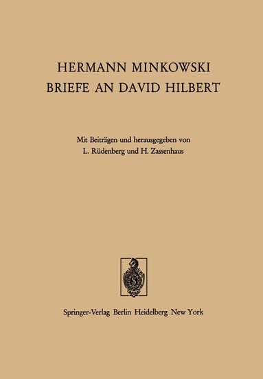 H. Minkowski, L. Rüdenberg, H. Zassenhaus - Hermann Minkowski Briefe an David Hilbert, Häftad