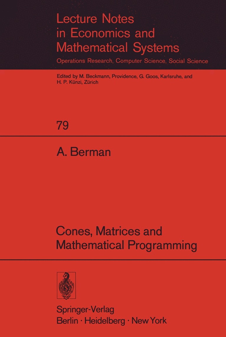 Abraham Berman - Cones, Matrices and Mathematical Programming, Häftad