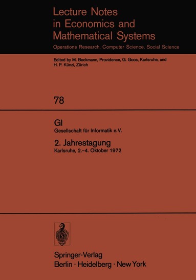 P. Deussen - GI. Gesellschaft für Informatik e.V. 2. Jahrestagung, Häftad