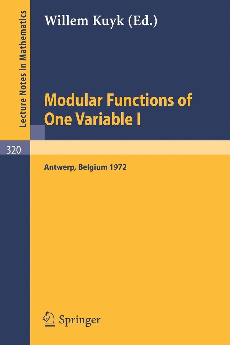 Modular Functions of One Variable I 1