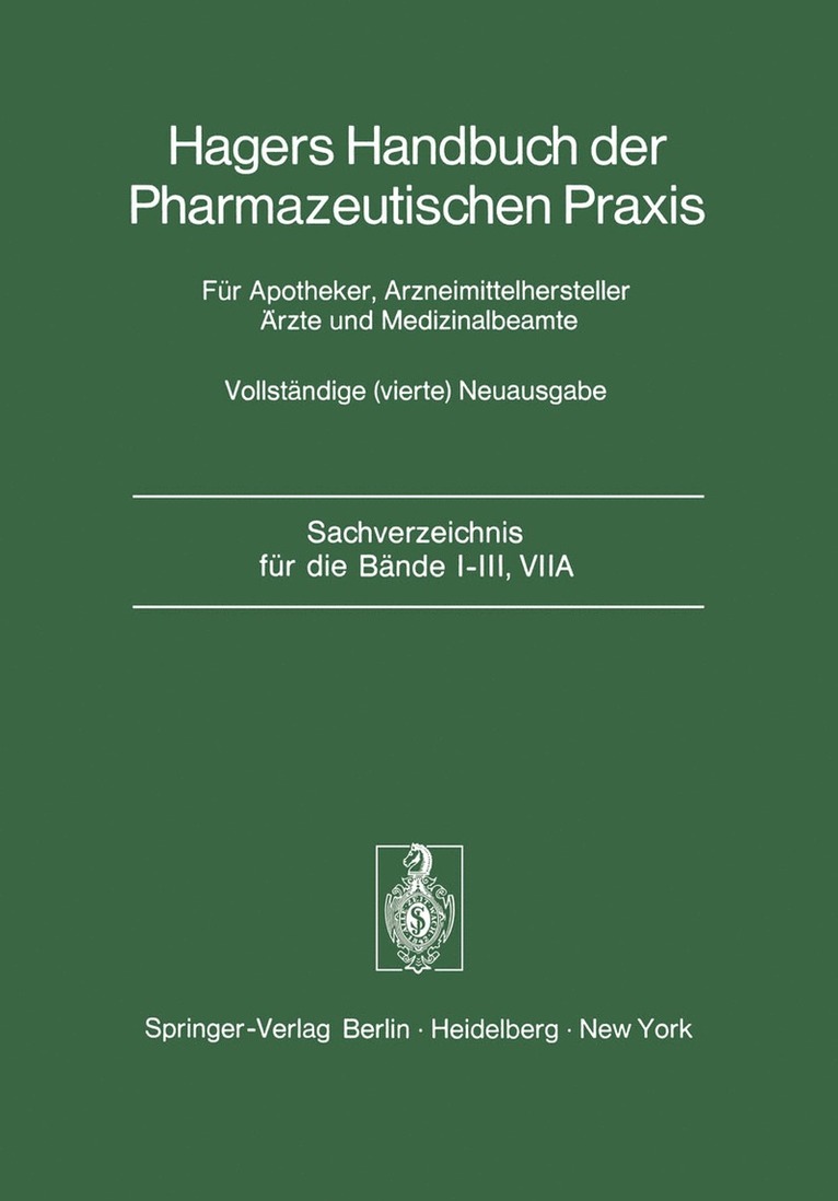 Sachverzeichnis für die Bände I–III, VIIA