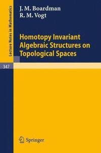 bokomslag Homotopy Invariant Algebraic Structures on Topological Spaces