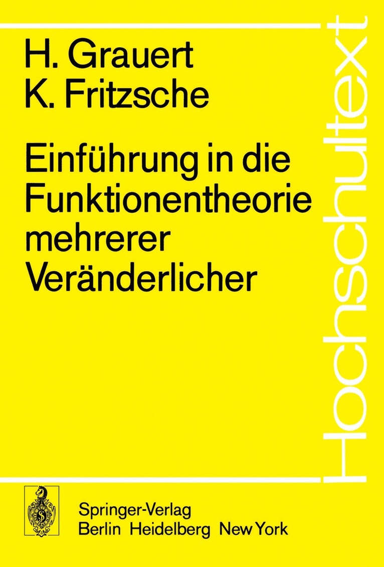 H. Grauert, K. Fritzsche - Einführung in die Funktionentheorie mehrerer Veränderlicher, Häftad