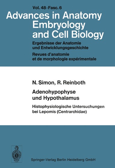 bokomslag Adenohypophyse und Hypothalamus Histophysiologische Untersuchungen bei Lepomis (Centrarchidae)