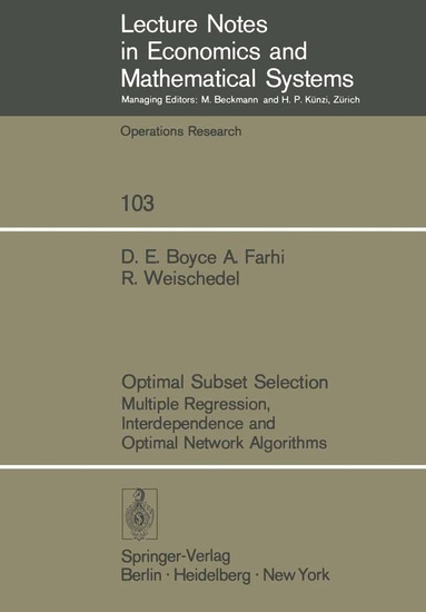 David Boyce, A. Farhi, R. Weischedel - Optimal Subset Selection, Häftad