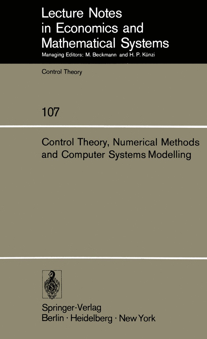 Control Theory, Numerical Methods and Computer Systems Modelling 1