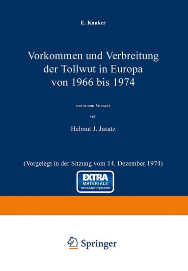 bokomslag Vorkommen und Verbreitung der Tollwut in Europa von 1966 bis 1974